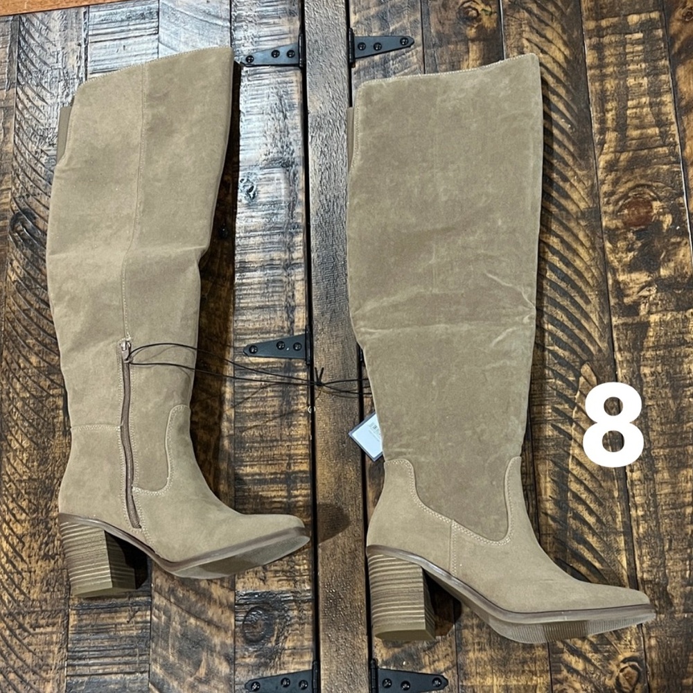 Universal Thread May over the knee scrunch  Tan tall Heeled Boots